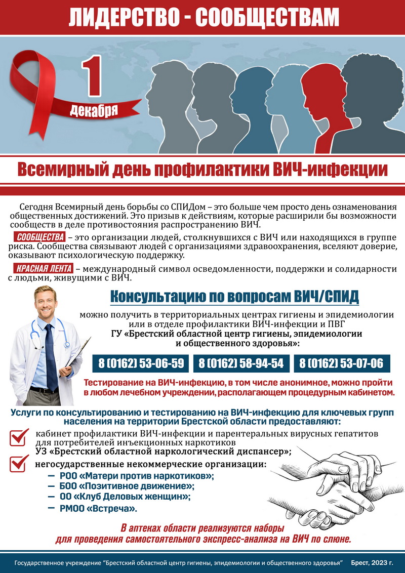 1 декабря - Всемирный день профилактики ВИЧ-инфекции. 2023